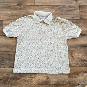 Vintage 80s Jantzen Pastel Floral Polo Shirt